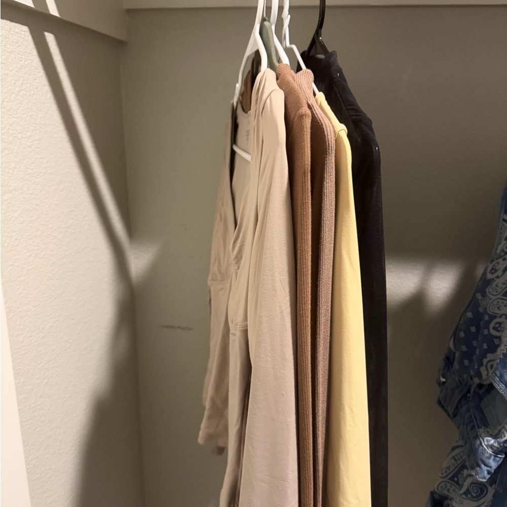Elegant Long Sleeve Tops - Cream, Tan, Yellow, Black